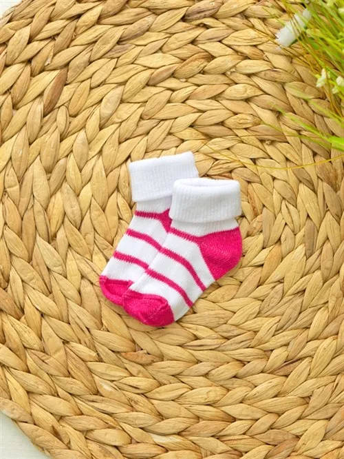 Носочки для новорождённых в полосочку Pink Носочки для новорождённых в полосочку Pink