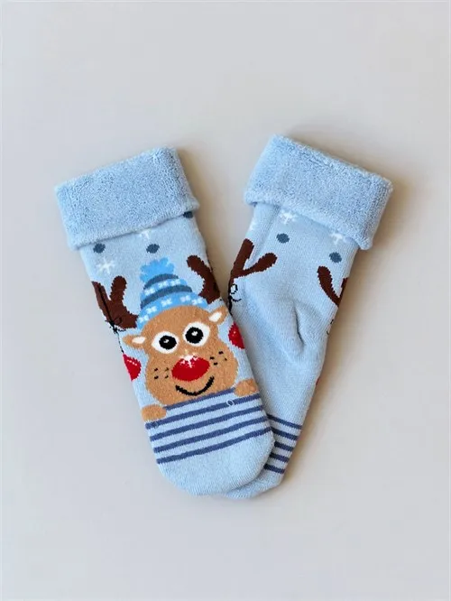 Носочки махровые Striped deer, голубой Носочки махровые Striped deer, голубой