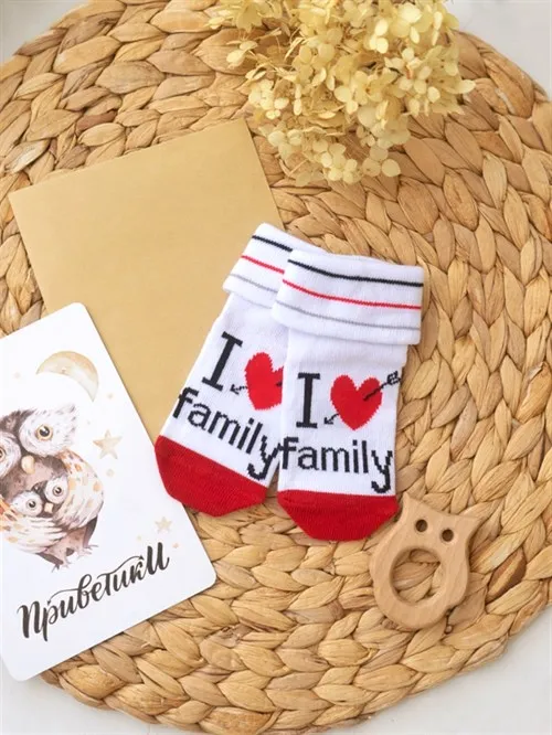 Носочки для новорождённых I Love Family Носочки для новорождённых I Love Family
