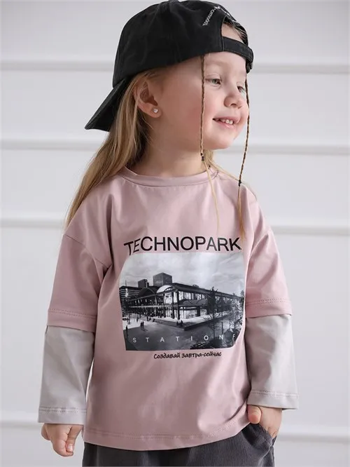 Лонгслив Технопарк пудровый Лонгслив Технопарк пудровый